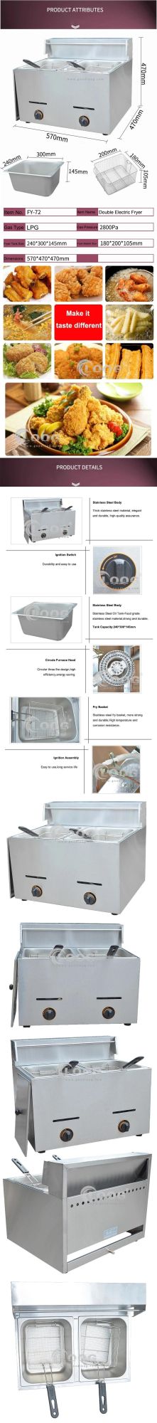 Best Price Superior Quality Double Cylinder Deep Fryer Fries Fryer 2800 PA LPG Gas Restaurant Fryer