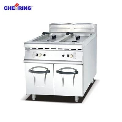 Commercial 2 Tank 2 Basket Fryer with Cabinet