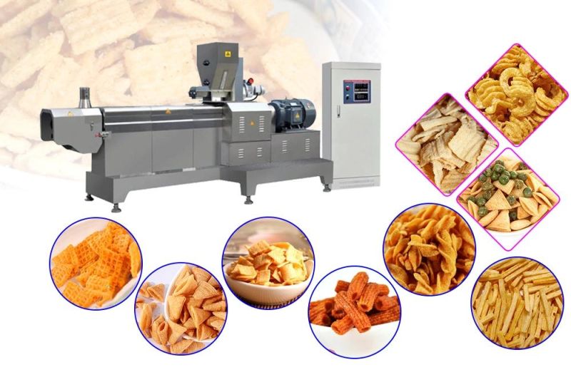 High Quality and Twin-Screw Extruded Fried Wheat Flour Bugles Snacks Food Machines Corn Bugles Snack Chips Processing Line Salad Food Making Machine