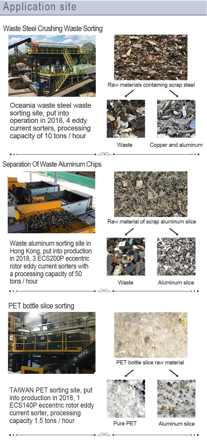 High Speed Pet Bottle Flakes Sorting Machine Eddy Current Separators for Sale