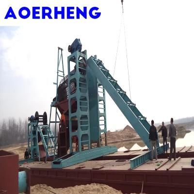 Chain Bucekt River Gold Dredger with Agitate Chute