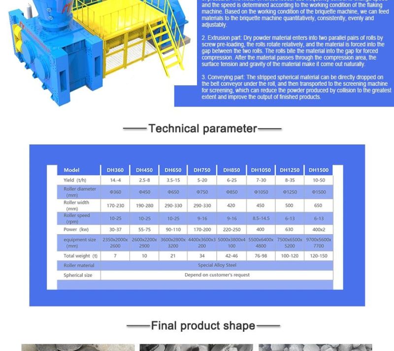 Chemical/mineral powder two piston hydraulic mechanical double roller briquetting press