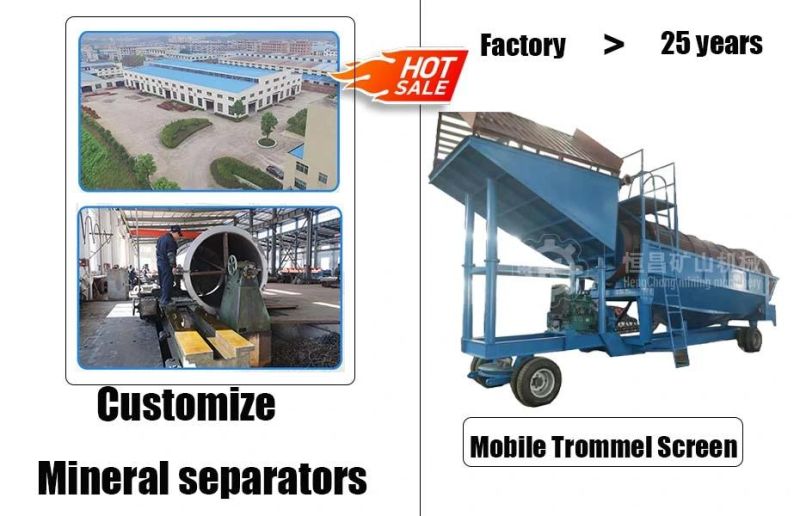 Small Size Gold Washing Plant Gold Mining Equipment Mobile Trommel Screen with Slulice Box and Diesel Engine