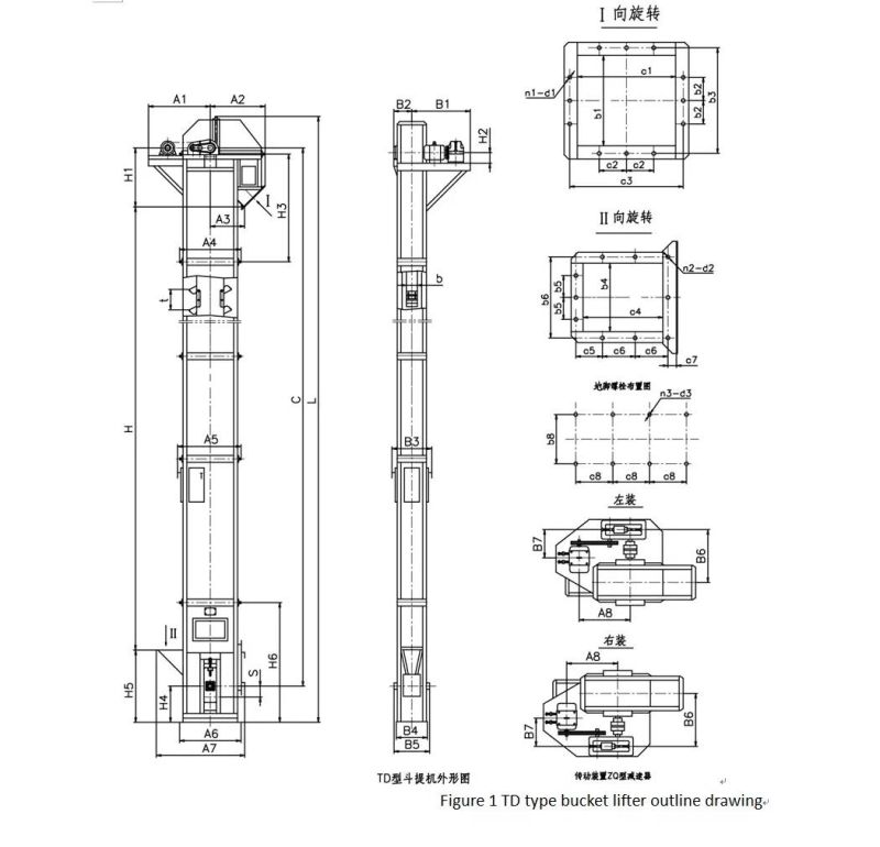 Customized 304 SUS Vertical Z Type Bucket Elevator Price