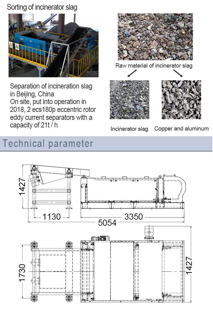 Professional Eddy Current Aluminum Magnet for Non Ferrous Metal Sorting, Pet Bottle Recycling Machine