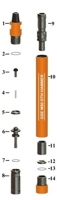 Sinodrills 5′′ M50 DTH Hammer for Water Well Drilling