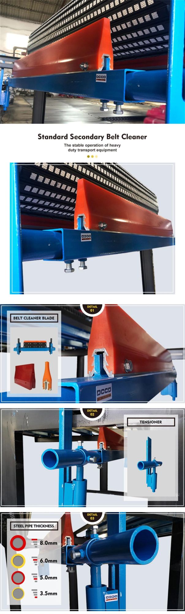Adjustable Secondary Polyurethane Belt Conveyor Scraper