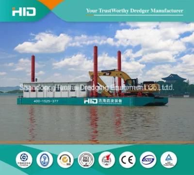 Self Sailing Barge in River Used to Transport Cargos for River Deepening Project