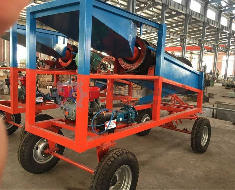 1-5 Tph Gold Mining Equipment Mobile Alluvial Gold Mining Gold Washing Trommel Screen for River Sand Gold