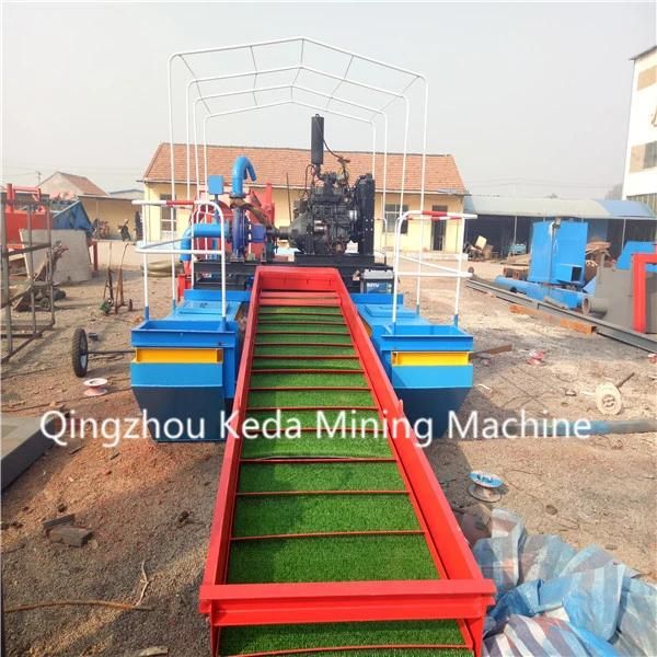 Chinese Mini Gold Dredger in Small Shallow River Stream
