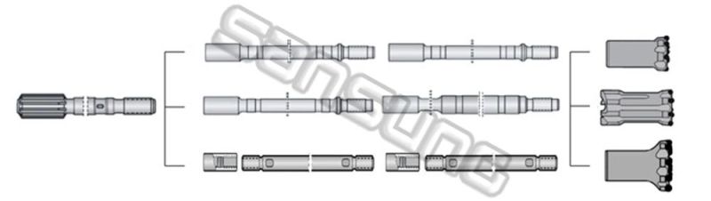 Durable Top Hammer Rock Drilling Thread Mf-Rod, Extension Rod