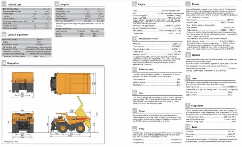 55 Tons Srt55D off Highway Wide Body Mining Vehicle 55t Mining Dump Truck