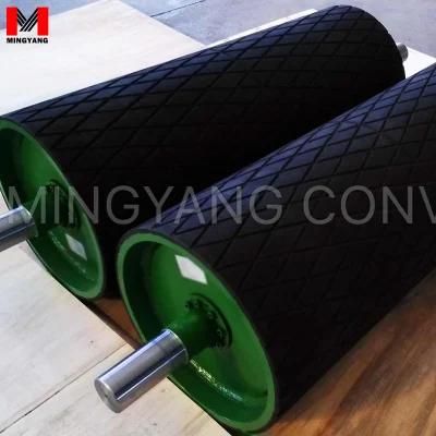 Belt Conveyor Head Drive Pulley with Rubber Lagging