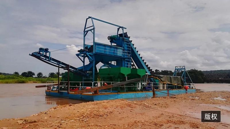 Gravity Separator Type Power Sluice Concentrator Gold Dredger River Sand Gold Mining Ship Chain Bucket Gold Diamond Mining Ship