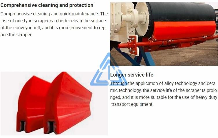 Secondary/Primary PU Polyurethane Blade Belt Scraper Cleaner for Belt Conveyor 182