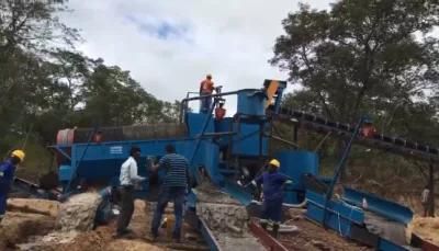 Zambia 200tph Alluvial Gold Washing Plant Mobile Trommel Drum Screen