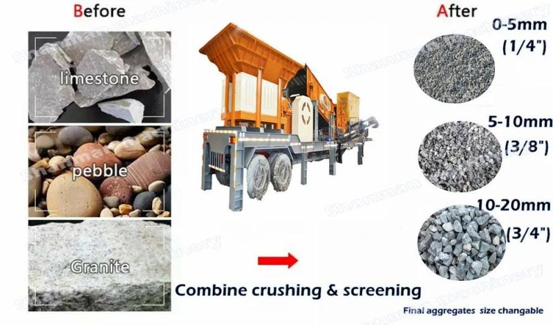 50tph Capacity Combine Mobile Screening Jaw Impact Crusher Machine