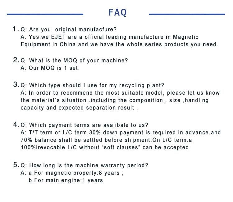 Non-Fe and Fe Metal Waste and Scrap Collection by Magnetic Eddy Current Separator for in Used Metallic Items Recycling