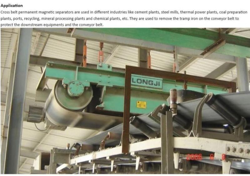 Low Maintain Permanent Cross Belt Magnetic Separator Recycling Industry Coal Conveyor Crusher Protection