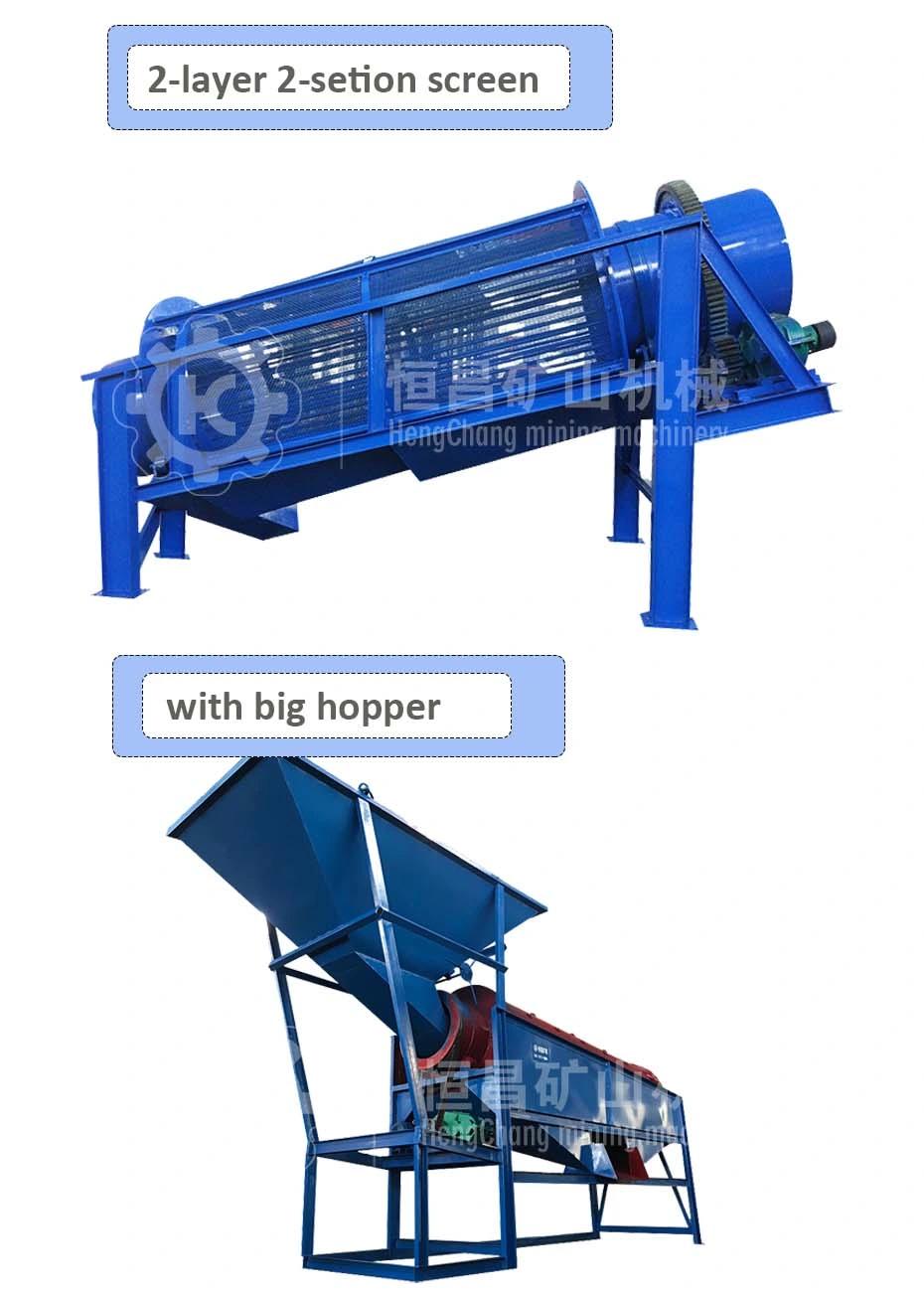Small Size Gold Washing Plant Gold Mining Equipment Mobile Trommel Screen with Slulice Box and Diesel Engine