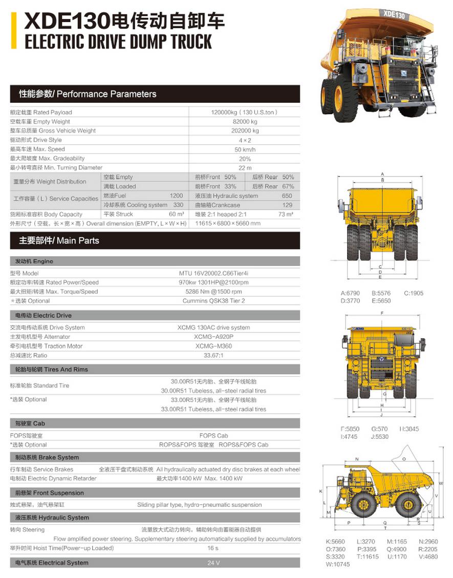XCMG Xde130 Electric Drive Dump Truck
