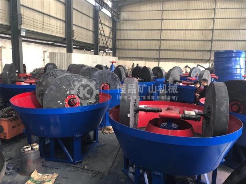China Gold Mining Machine Double Roller Gold Grinding Wet Pan Mill Mixer and Water Pan Mill