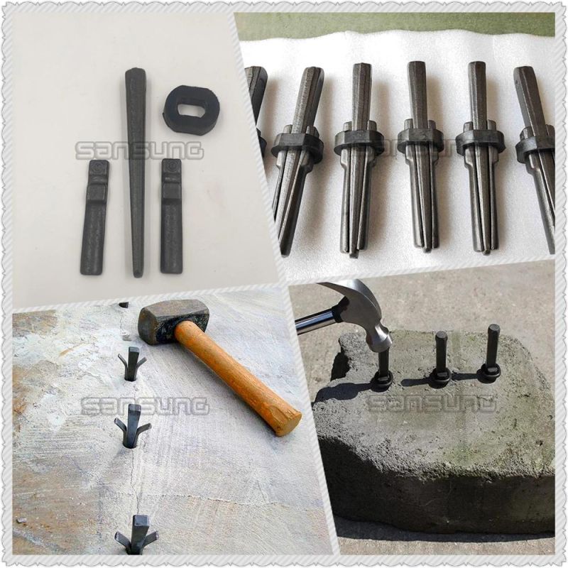 Rock Splitter Stone Quarry Masonry Wedge and Shims for Boulder Breaking