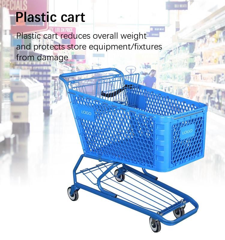 Supermarket Grocery 180L Plastic Shopping Cart for Toy Store