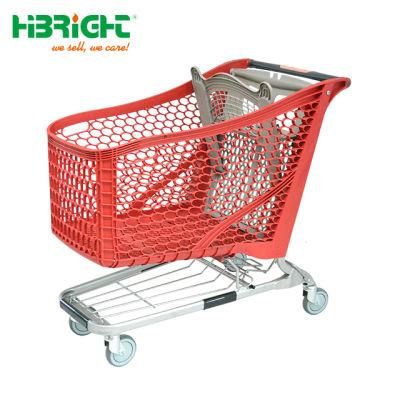 210L Grocery Store Supermarket Push Trolley Plastic Shopping Cart