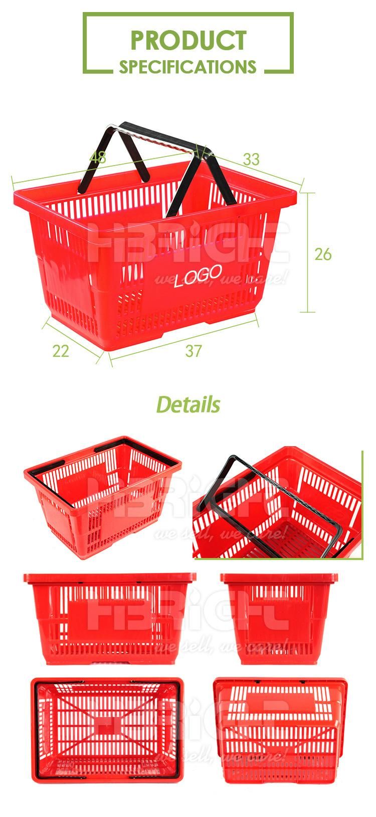 Double Handles Supermarket Plastic Shopping Basket