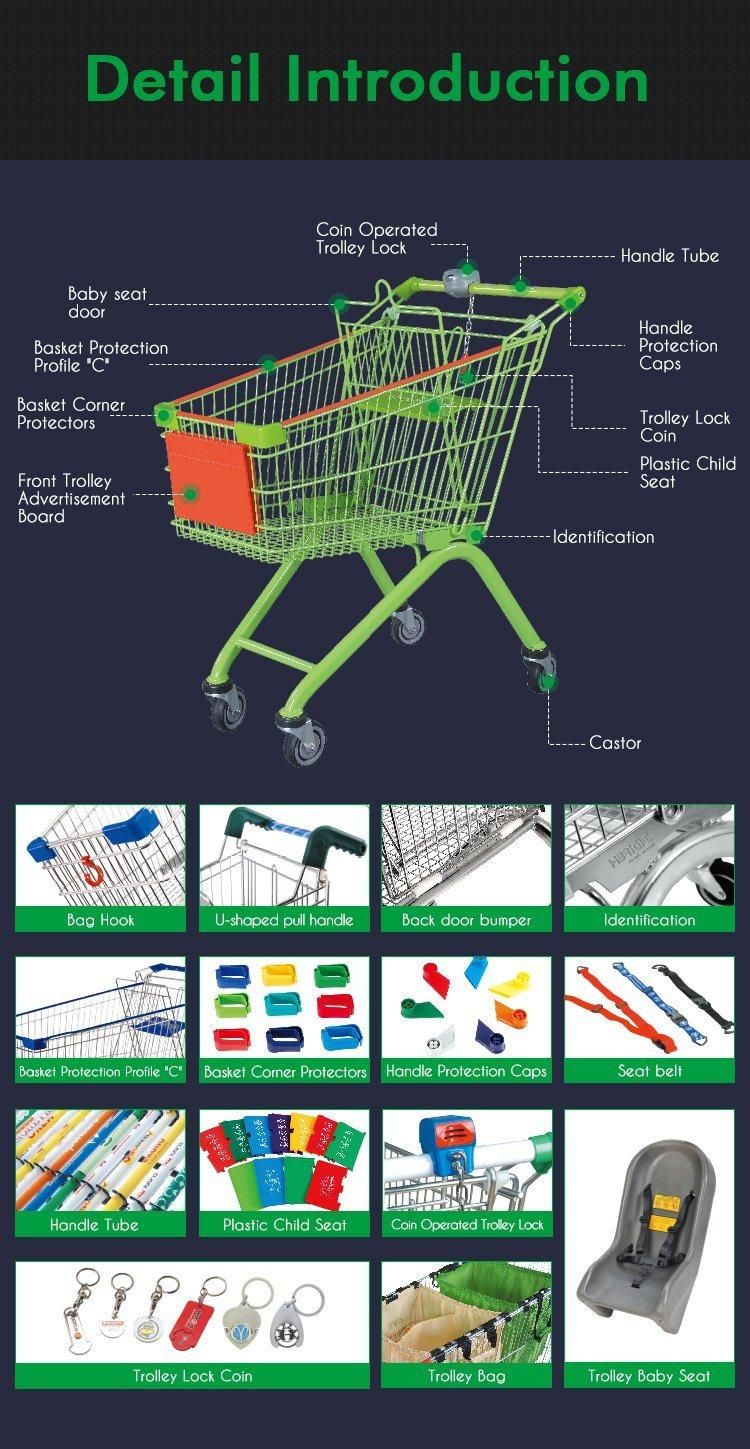 Priced Hyper Market Push Cart Metal Shopping Trolley Cart