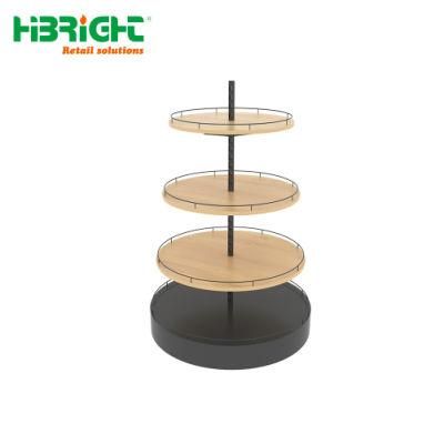Round Wooden Wine Display for Supermarket