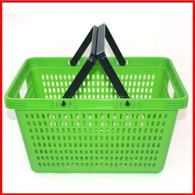 Best Selling Plastic Supermarket Shopping Basket with Double Handles