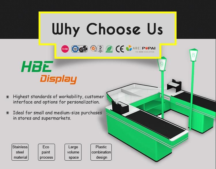 Supermarket Checkout Counter with Conveyor Belt for Supermarket