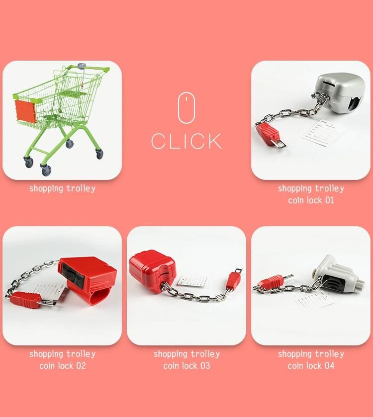 Supermarket Cart Shopping Trolley Zinc Alloy Coin Lock for Shop