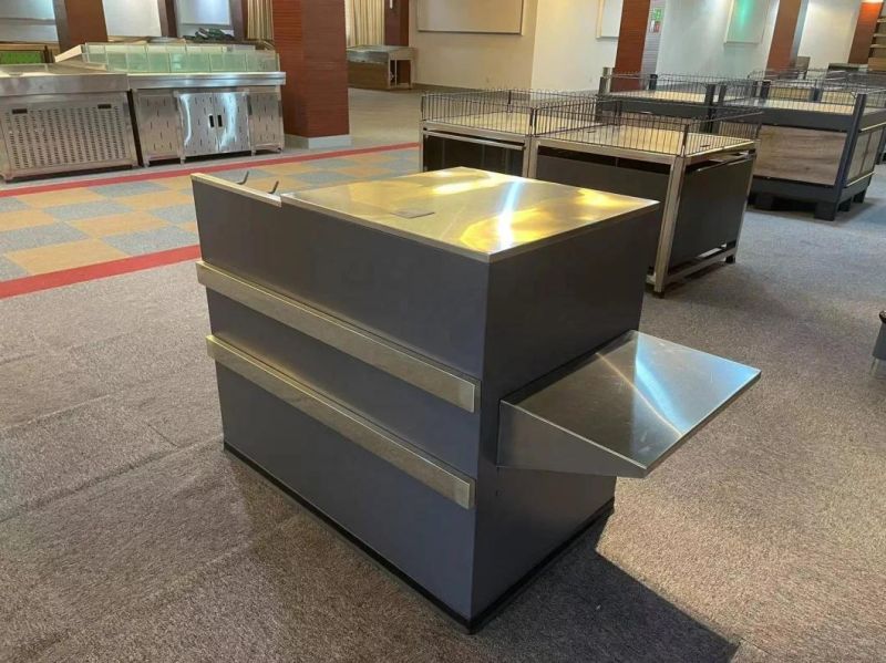 Non-Electrical Design Supermarket Cashier Checkout Counter for Mini Store