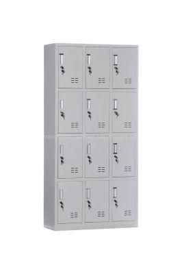 Flat Packed Metal 3 Column 4 Tier 12 Doors Storage Box Locker