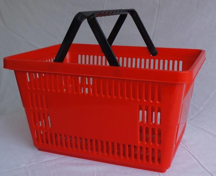 Hot Sale Supermarket Plastic Basket with Two Handle Shopping Basket