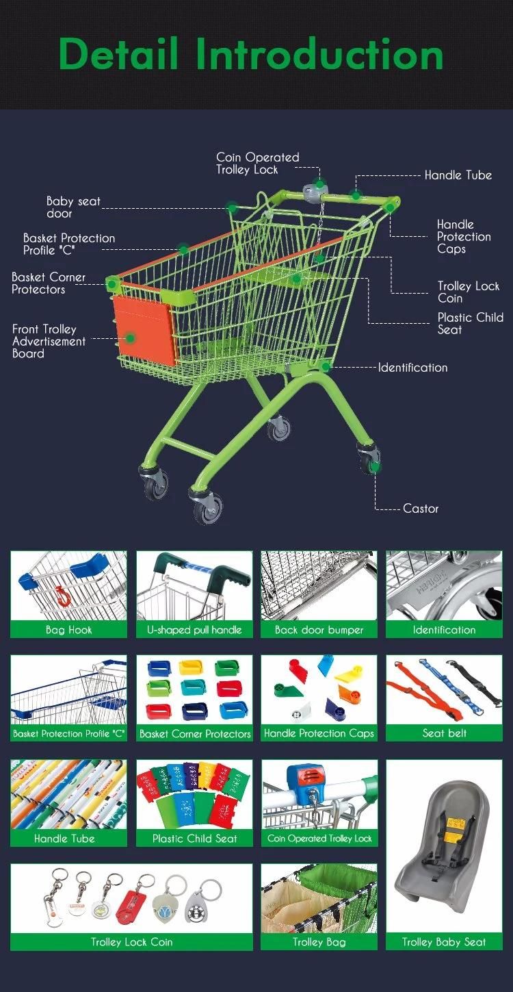 Supermarket Shopping Cart Chromed Hand Trolley