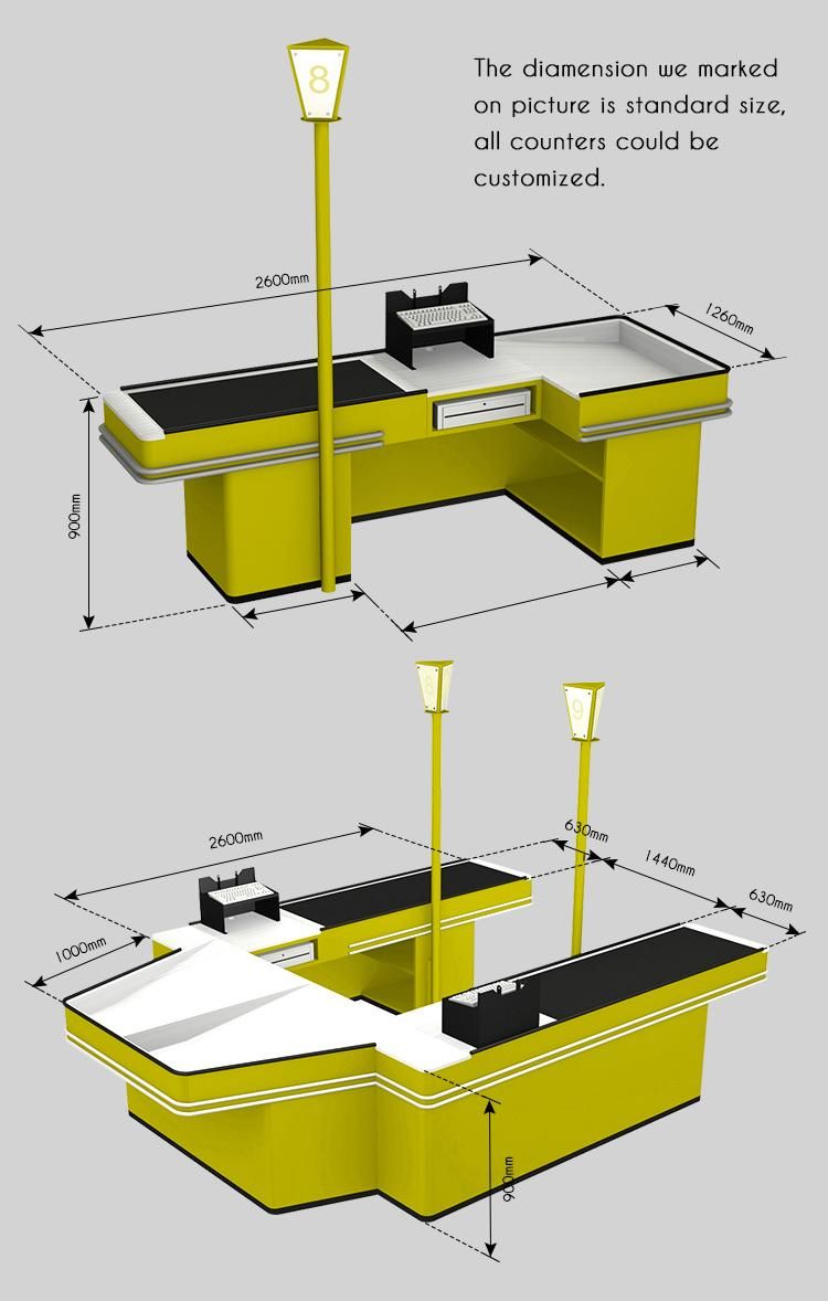 Supermarket Awesome Customized Convenience Store Counter with Conveyor Belt