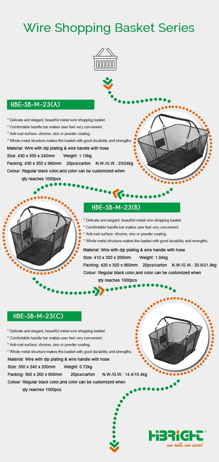 Retail Store Metal Iron Wire Mesh Shopping Baskets