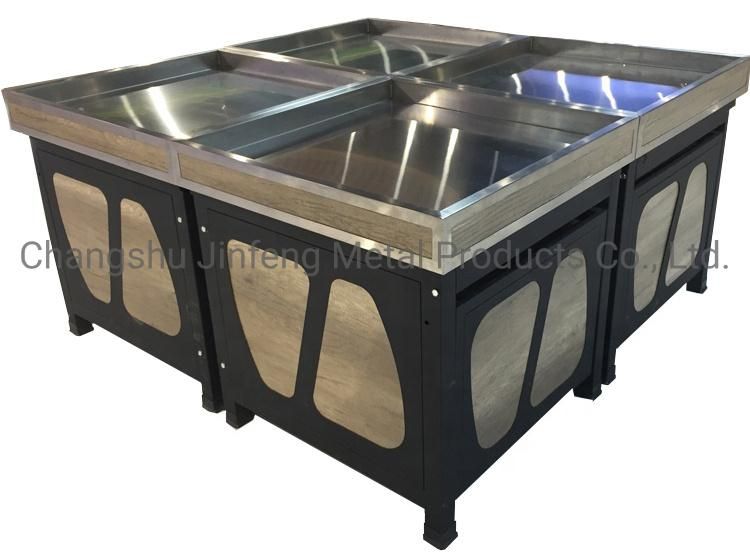 Supermarket Customized Wooden Storage Shelf Fruit and Vegetable Display Rack with Wood