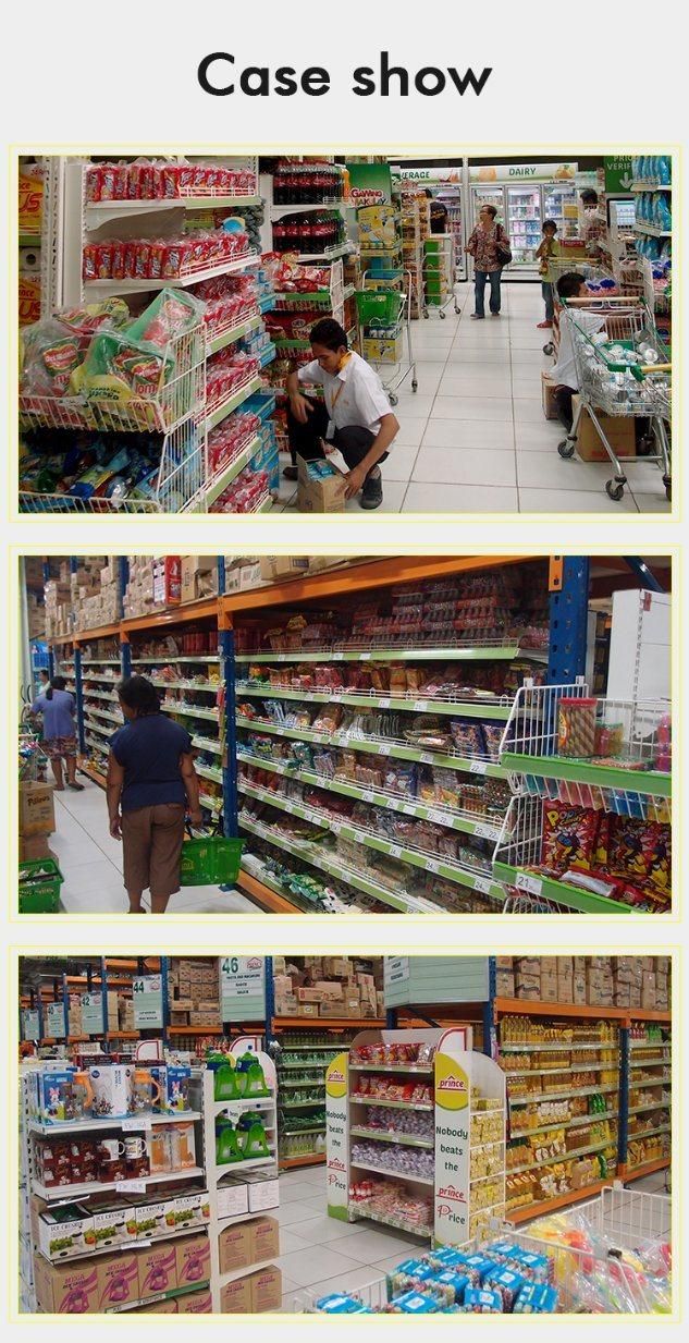 Supermarket Metal Book Display Shelving with LED Header