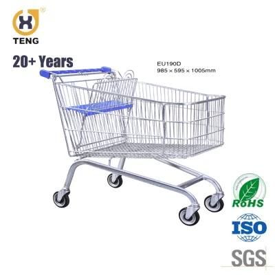 Factory Direct Wholesale Price 190L European Style Supermarket Shopping Trolley