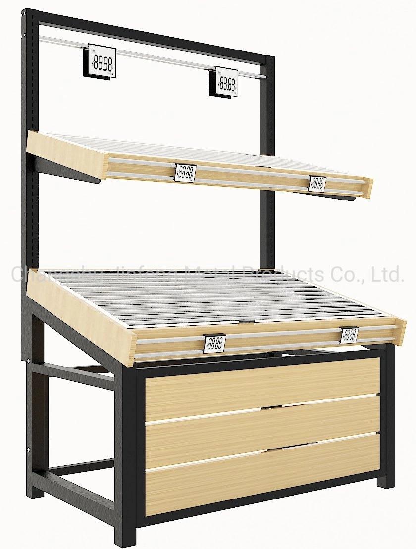 Supermarket Shelves Wood-Steel Racking for Vegetable and Fruit