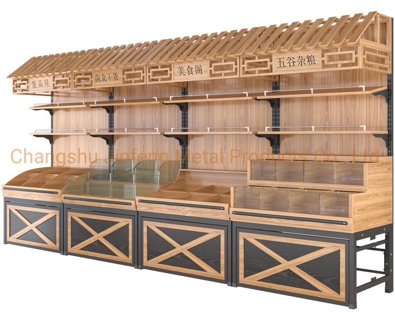 Wooden Supermarket Shelf Supermarket Display Stand