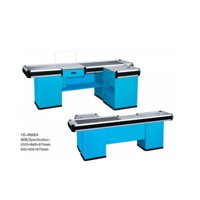 Cash Checkout Counter Desk for Supermarket with Conveyor Belt