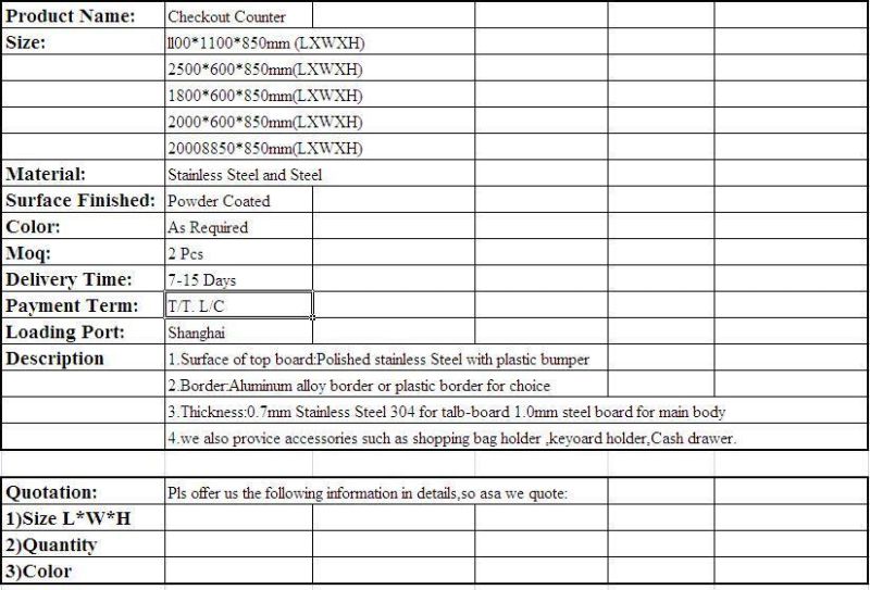 Cheap Electric of Grocery /Store/Supermarket Checkout Counter with Conveyor Belt