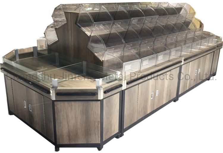 Customized Wooden Retail Store Display Shelving Supermarket Wooden Shelves Shopping Mall Display Rack