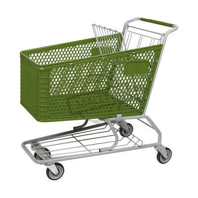 Colourful Convenience Store Plastic 125L Shopping Trolley with TPR Wheels